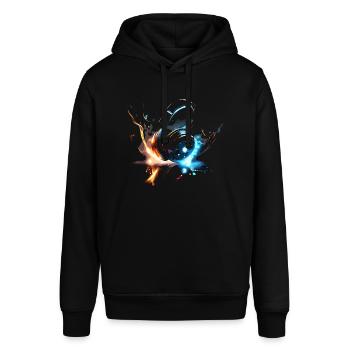 Headphones Glowing Space Design - Stanley/Stella Unisex Hoodie SOUNDER - Schwarz - Vorne - Alina (178cm) & Michal (187cm)
