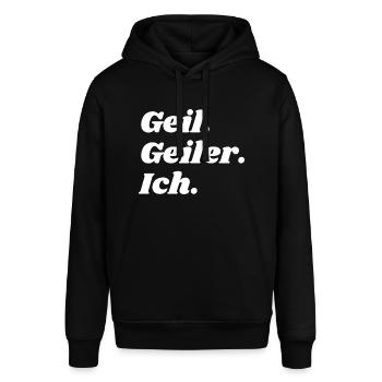 Geil. Geiler. Ich. - Stanley/Stella Unisex Hoodie SOUNDER - Schwarz - Vorne - Alina (178cm) & Michal (187cm)