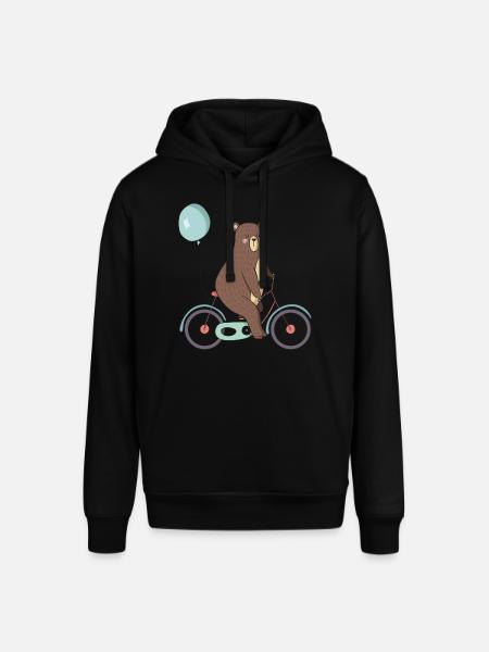 Bear on a bicycle - Stanley/Stella SOUNDER Unisex Hoodie - black