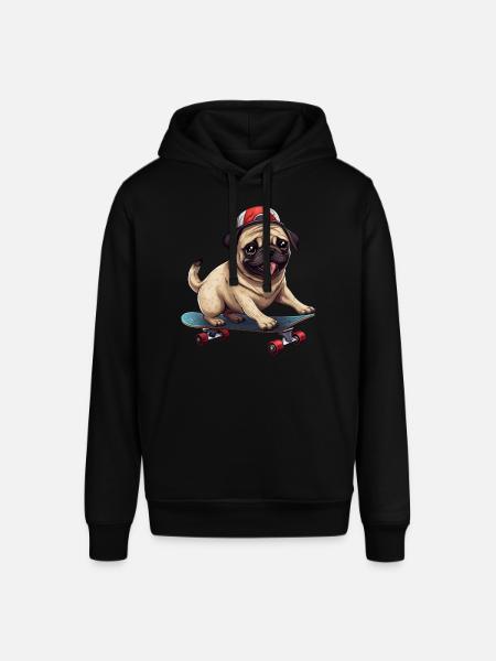 Skateboarding Pug: Dynamic Dog and - Stanley/Stella SOUNDER Unisex Hoodie - black
