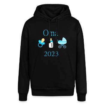 Oma 2023 Geburt Junge Vorlage - Stanley/Stella Unisex Hoodie SOUNDER - Schwarz - Vorne - Alina (178cm) & Michal (187cm)