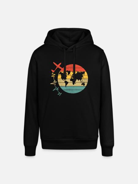 Glider Glider World Map Heartbeat - Stanley/Stella SOUNDER Unisex Hoodie - black