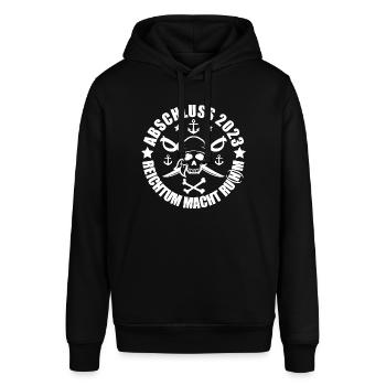 Abschluss 2023 Piraten Design - Stanley/Stella Unisex Hoodie SOUNDER - Schwarz - Vorne - Alina (178cm) & Michal (187cm)