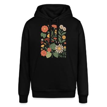 Blumen Vintage Wildblumen Nature - Stanley/Stella Unisex Hoodie SOUNDER - Schwarz - Vorne - Alina (178cm) & Michal (187cm)