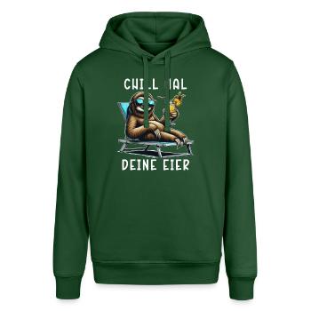 Faultier - Chill mal dein Leben - Stanley/Stella Unisex Hoodie SOUNDER - Flaschengrün - Vorne - Alina (178cm) & Michal (187cm)
