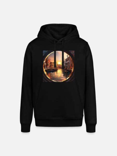 Venice, gold, sunset, reflection - Stanley/Stella SOUNDER Unisex Hoodie - black