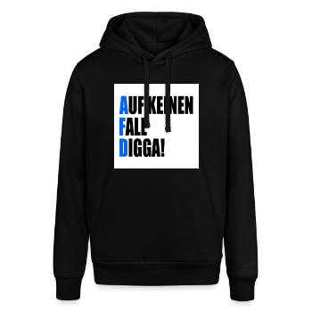 auf keinen fall digga - fuck afd - Stanley/Stella Unisex Hoodie SOUNDER - Schwarz - Vorne - Alina (178cm) & Michal (187cm)