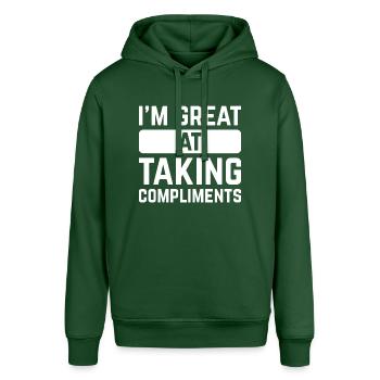 I’m Great At Taking Compliments - Stanley/Stella SOUNDER Unisex Hoodie - bottle green - Front - Alina (178cm) & Michal (187cm)