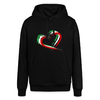 Iran Flagge Herz Farben - Stanley/Stella Unisex Hoodie SOUNDER - Schwarz - Vorne - Alina (178cm) & Michal (187cm)