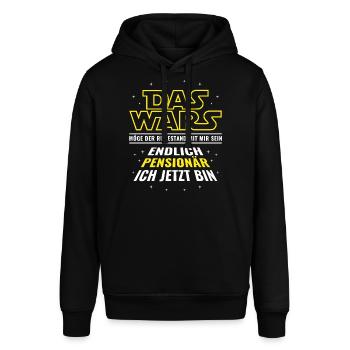 Pension Das wars - Endlich Pensionär ich jetzt bin - Stanley/Stella Unisex Hoodie SOUNDER - Schwarz - Vorne - Alina (178cm) & Michal (187cm)