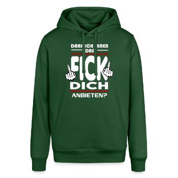 Darf ich ihnen das Fick Dich anbieten - Stanley/Stella Unisex Hoodie SOUNDER - Flaschengrün - Vorne - Alina (178cm) & Michal (187cm)