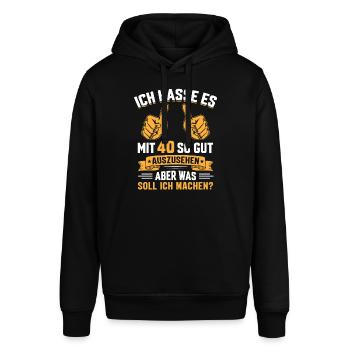 40. Geburtstag Mann Frau 40 Jahre - Stanley/Stella Unisex Hoodie SOUNDER - Schwarz - Vorne - Alina (178cm) & Michal (187cm)