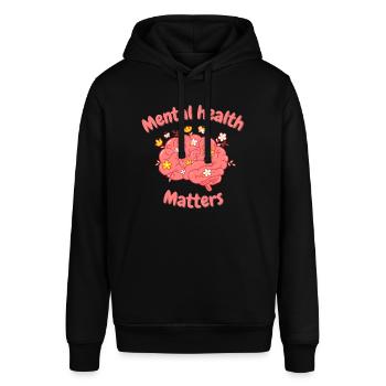 Floral Mental Health Matters - Mental Health Month - Stanley/Stella SOUNDER Unisex Hoodie - black - Front - Alina (178cm) & Michal (187cm)
