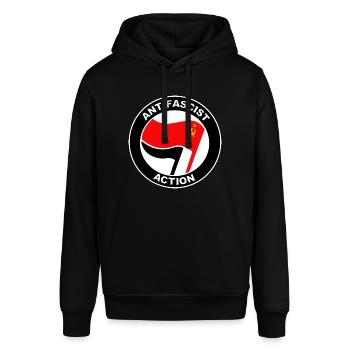 Antifaschistisches kommunistisches Logo - Stanley/Stella Unisex Hoodie SOUNDER - Schwarz - Vorne - Alina (178cm) & Michal (187cm)
