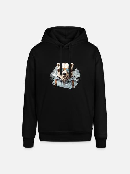 Polar bear Cool with ski goggles in Bergen - Stanley/Stella SOUNDER Unisex Hoodie - black