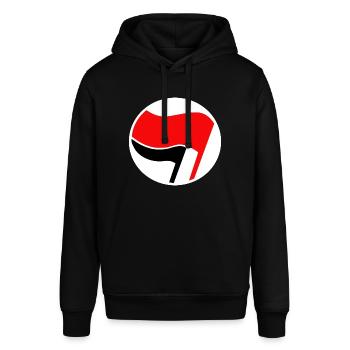 Antifa-Flaggen Logo - Stanley/Stella Unisex Hoodie SOUNDER - Schwarz - Vorne - Alina (178cm) & Michal (187cm)
