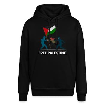 Freies Palästina - Stanley/Stella Unisex Hoodie SOUNDER - Schwarz - Vorne - Alina (178cm) & Michal (187cm)