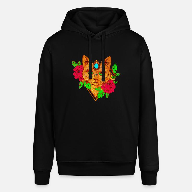 chat et fleurs - Sweat à capuche SOUNDER Stanley/Stella Unisexe - noir