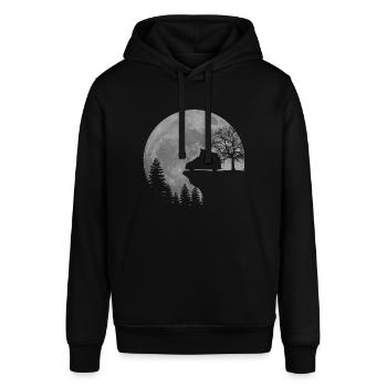 Camper Van, Kastenwagen, Wohnmobil, Mond - Stanley/Stella Unisex Hoodie SOUNDER - Schwarz - Vorne - Alina (178cm) & Michal (187cm)