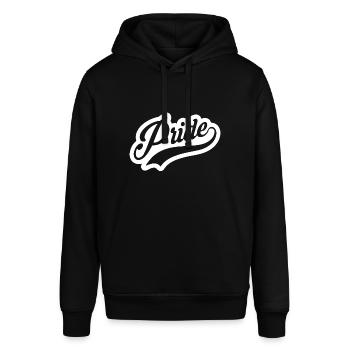 Pride-Schriftzug Logo - Stanley/Stella Unisex Hoodie SOUNDER - Schwarz - Vorne - Alina (178cm) & Michal (187cm)