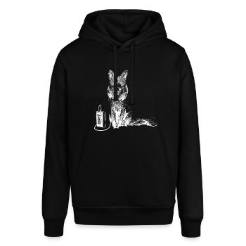 Musik hörender Fuchs - Stanley/Stella Unisex Hoodie SOUNDER - Schwarz - Vorne - Alina (178cm) & Michal (187cm)