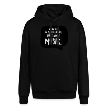 Musik Spruch Lustig Sprechblase DJ - Stanley/Stella Unisex Hoodie SOUNDER - Schwarz - Vorne - Alina (178cm) & Michal (187cm)