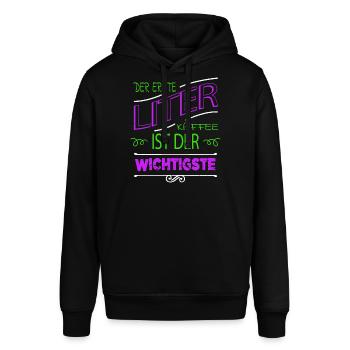 bday tasse verschlafen geburtstagsgeschenkidee - Stanley/Stella Unisex Hoodie SOUNDER - Schwarz - Vorne - Alina (178cm) & Michal (187cm)
