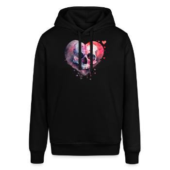 Totenkopf Kunst Design Aquarell - Stanley/Stella Unisex Hoodie SOUNDER - Schwarz - Vorne - Alina (178cm) & Michal (187cm)