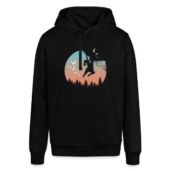 Klettern Silhouette Bergsteiger Sunset Natur - Stanley/Stella Unisex Hoodie SOUNDER - Schwarz - Vorne - Alina (178cm) & Michal (187cm)