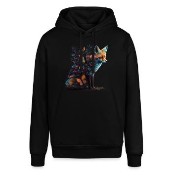 Tierliebhaber Geschenkidee Fuchs Rotfuchs Kunst - Stanley/Stella Unisex Hoodie SOUNDER - Schwarz - Vorne - Alina (178cm) & Michal (187cm)