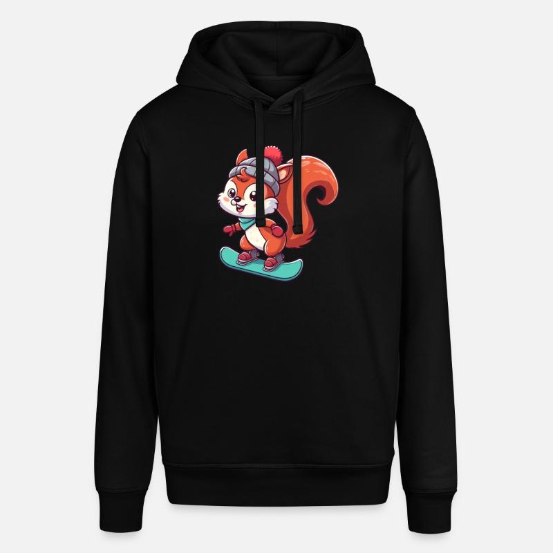 Winterabenteuer mit Eichhörnchen – Snowboard-Spaß - Stanley/Stella Unisex Hoodie SOUNDER - Schwarz