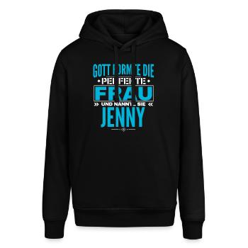 Jenny Name Design - Stanley/Stella SOUNDER Unisex Hoodie - black - Front - Alina (178cm) & Michal (187cm)