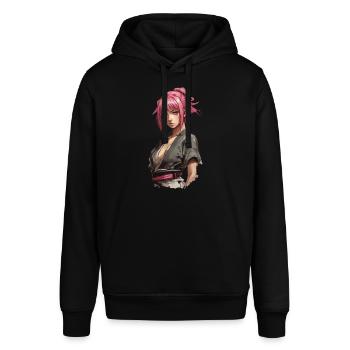 Anime Kunoichi Girl Japanischer Ninja Style - Stanley/Stella Unisex Hoodie SOUNDER - Schwarz - Vorne - Alina (178cm) & Michal (187cm)