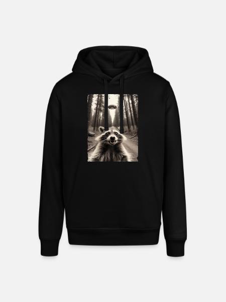 Grappig wasbeer selfie buitenaards ruimteschip - Stanley/Stella Uniseks biologische hoodie SOUNDER - zwart