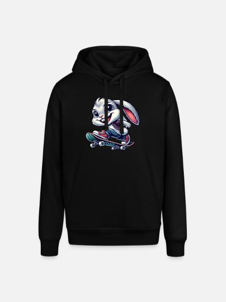 White Rabbit Skateboard Skateboarder Funny - Stanley/Stella SOUNDER Unisex Hoodie - black