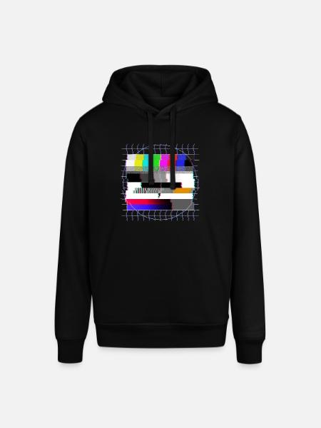 Testmønster for rør-TV - forvrengt - 80-tallet - Stanley/Stella SOUNDER økologisk unisex-hettegenser - svart