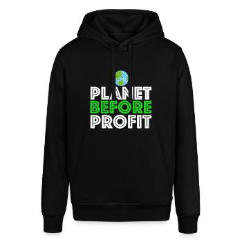 Planet vor Profit | Erde, Klimawandel, Klimaschutz - Stanley/Stella Unisex Hoodie SOUNDER - Schwarz - Vorne - Alina (178cm) & Michal (187cm)