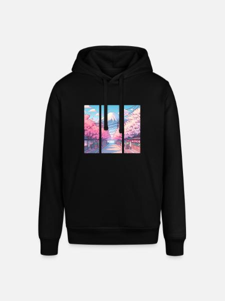Japanese Cherry Blossom Route - Stanley/Stella SOUNDER Unisex Hoodie - black