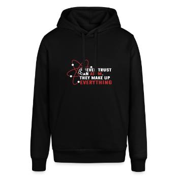 Never trust an atom - they invent everything - Stanley/Stella SOUNDER Unisex Hoodie - black - Front - Alina (178cm) & Michal (187cm)