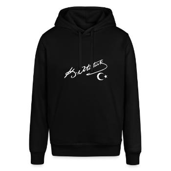 Mustafa Kemal Atatürk Istanbul Türkiye Ataturk - Stanley/Stella Unisex Hoodie SOUNDER - Schwarz - Vorne - Alina (178cm) & Michal (187cm)