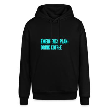 Kaffee-Notfallplan - Stanley/Stella Unisex Hoodie SOUNDER - Schwarz - Vorne - Alina (178cm) & Michal (187cm)