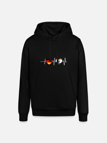 Germany India Heartbeat Indian Flag Inde - Stanley/Stella SOUNDER Unisex Hoodie - black