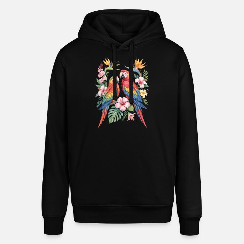 Perroquets exotiques en fleurs tropicales - Sweat à capuche SOUNDER Stanley/Stella Unisexe - noir