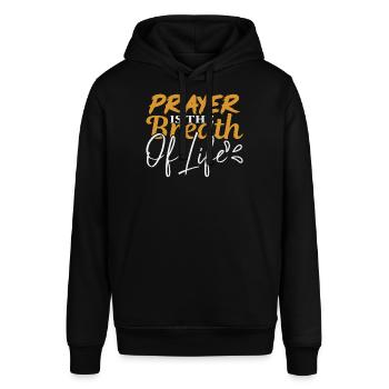 Christliche Sprüche - Stanley/Stella Unisex Hoodie SOUNDER - Schwarz - Vorne - Alina (178cm) & Michal (187cm)