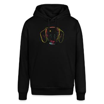 Strich Dackel - Stanley/Stella Unisex Hoodie SOUNDER - Schwarz - Vorne - Alina (178cm) & Michal (187cm)