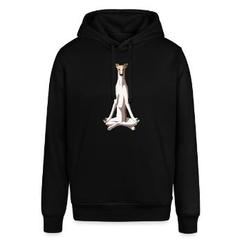 Meditierender Whippet Hund - Stanley/Stella Unisex Hoodie SOUNDER - Schwarz - Vorne - Alina (178cm) & Michal (187cm)