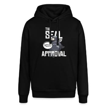 Robbe lustiger Spruch Geschenk vintage Ozean Meer - Stanley/Stella Unisex Hoodie SOUNDER - Schwarz - Vorne - Alina (178cm) & Michal (187cm)