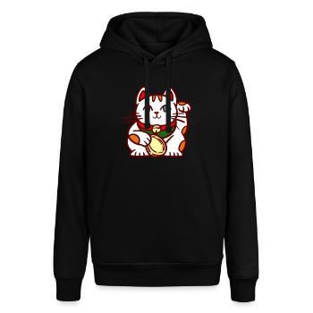 Winke katt Maneki-neko - Luvtröja SOUNDER unisex från Stanley/Stella - svart - Fram - Alina (178cm) & Michal (187cm)