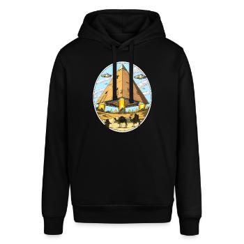 Ausländer-Raum Anunnaki UFO der ägyptischen Pyramiden - Stanley/Stella Unisex Hoodie SOUNDER - Schwarz - Vorne - Alina (178cm) & Michal (187cm)