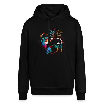 Border Collie Polygon - Stanley/Stella Unisex Hoodie SOUNDER - Schwarz - Vorne - Alina (178cm) & Michal (187cm)